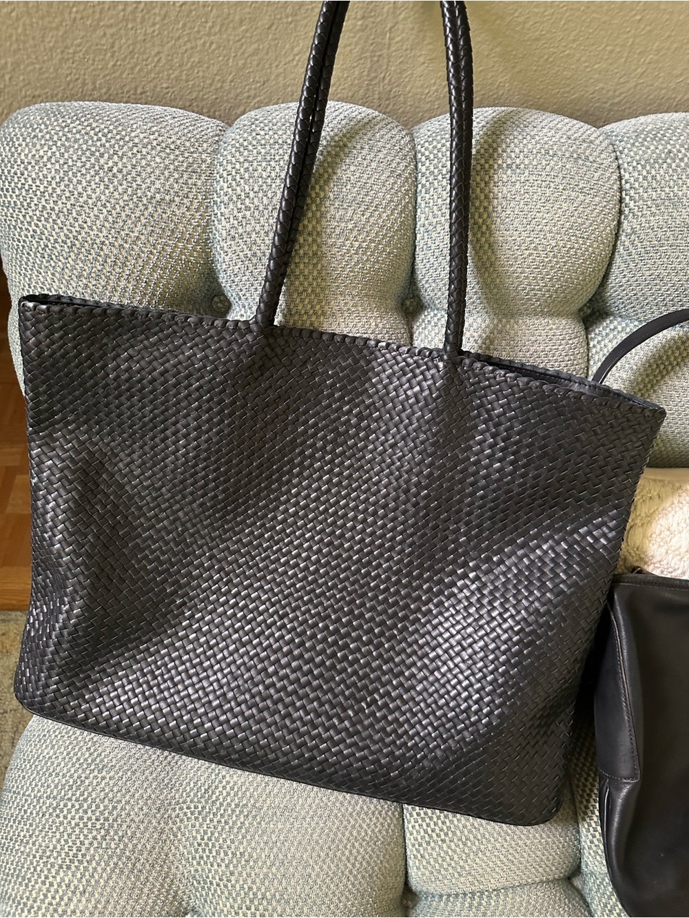 Quince Black Woven Leather Tote